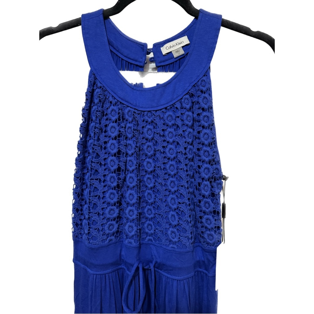 CALVIN KLEIN BLUE CASUAL DRESS WITH FRONT FLORAL CROCHET 💙💙💙💙